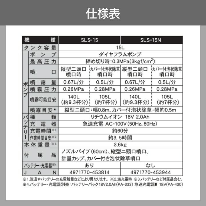 電動噴霧器 充電式噴霧器 工進 噴霧器 SLS-15 ワイド一頭口噴口 DP-162