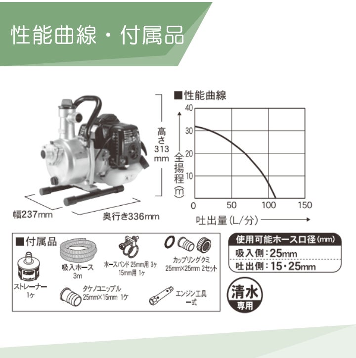 在庫有】工進エンジンポンプ SEV-25L 2サイクル 2ストローク ガソリン