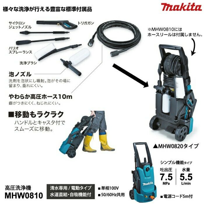 高圧洗浄機 エンジン マキタ 高圧洗浄機 電動 MHW0810 マキタ 50Hz60Hz