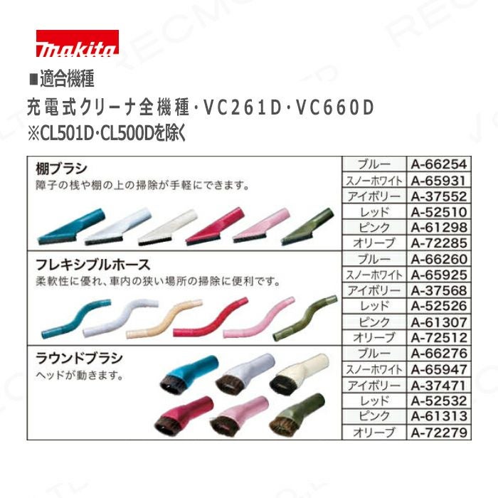 マキタ クリーナー用アクセサリ― ラウンドブラシ 各色 A-66276 A-65947