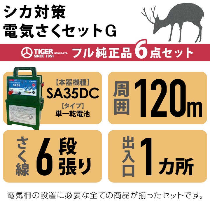 受注生産 納期別途ご案内 電気柵 セット 120m タイガー シカ対策 電気
