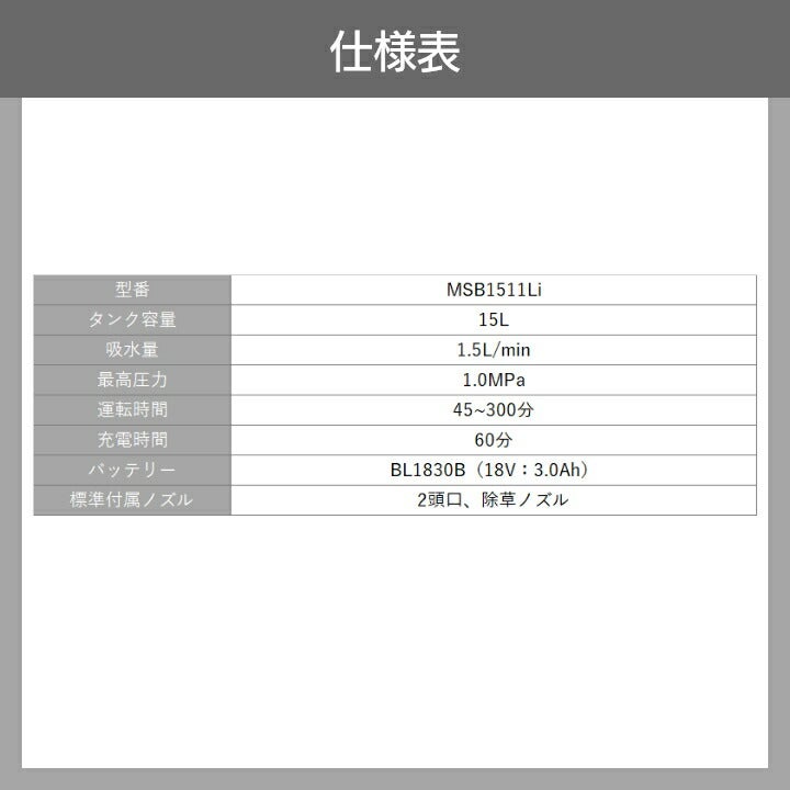 在庫有】 電動噴霧器 充電式噴霧器 丸山製作所 噴霧器 MSB1511Li