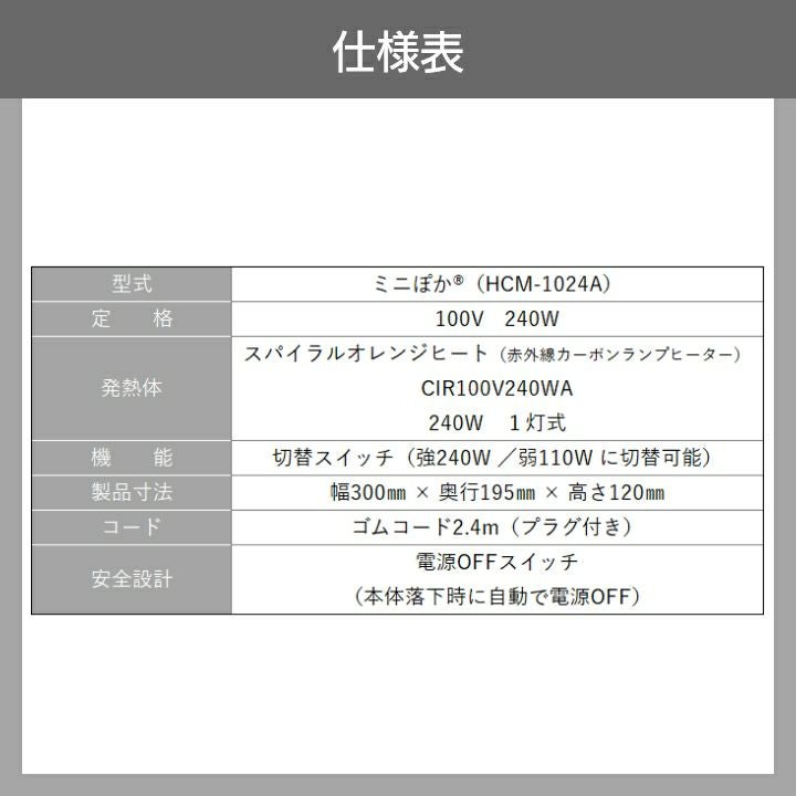 赤外線 畜産用ヒーター ミニぽか HCM-1024A 100V メトロ電気工業株式