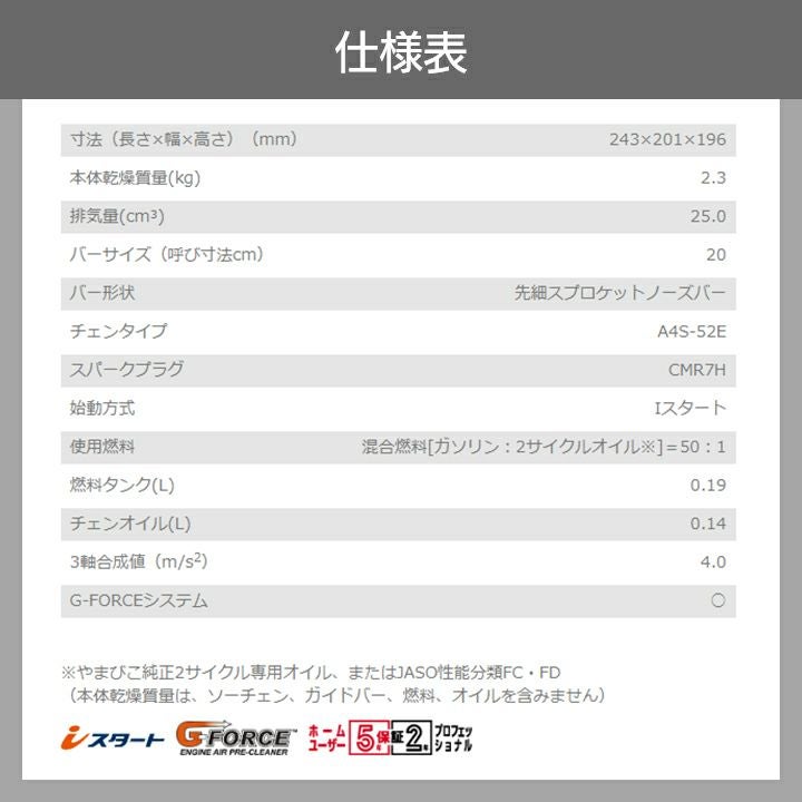 在庫有】共立 チェーンソー エンジン式 CS252T/20RCSA4 20cm 排気量
