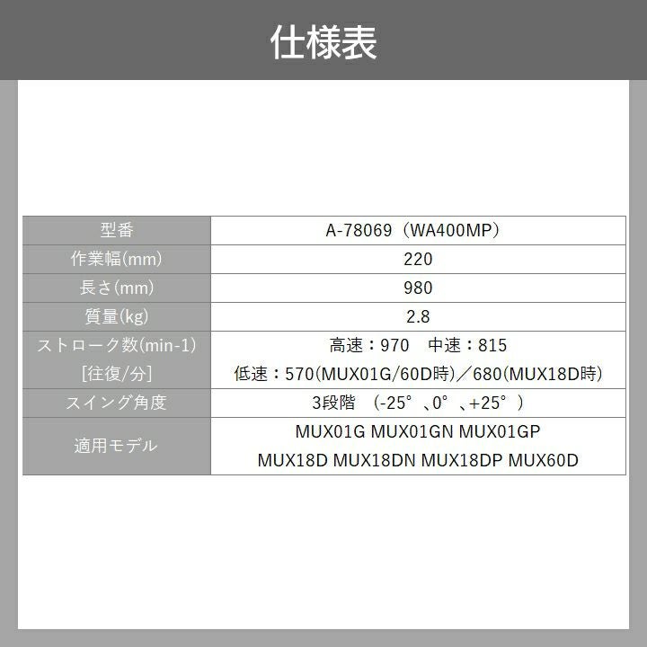 マキタ スプリット草刈機 除草アタッチメント WA400MP A-78069