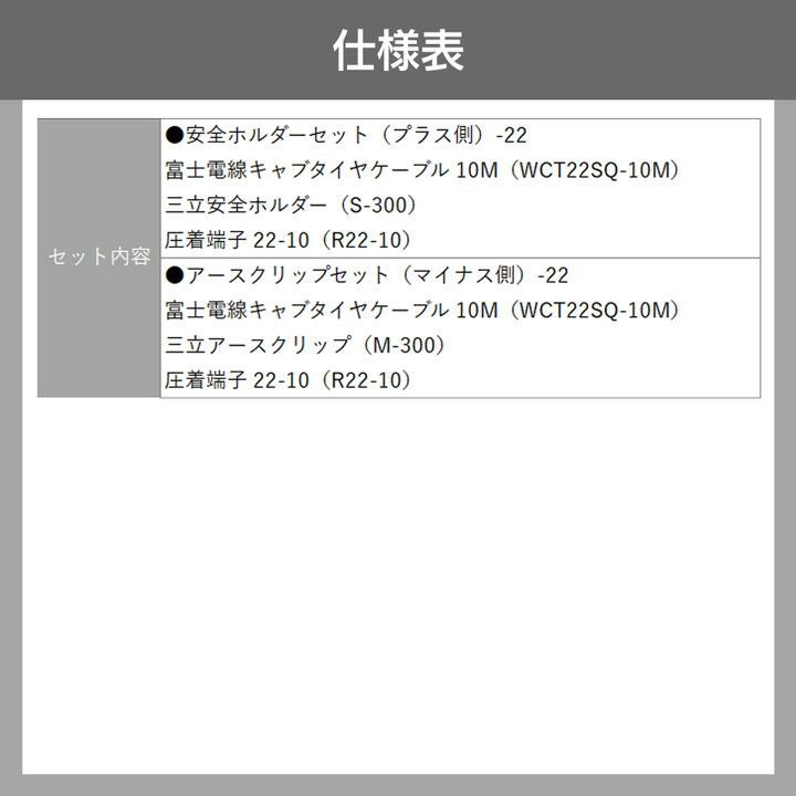 溶接ケーブルセット 6点セット WCT22SQ 10M