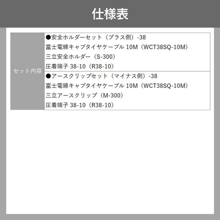 溶接ケーブルセット 6点セット WCT38SQ 10M
